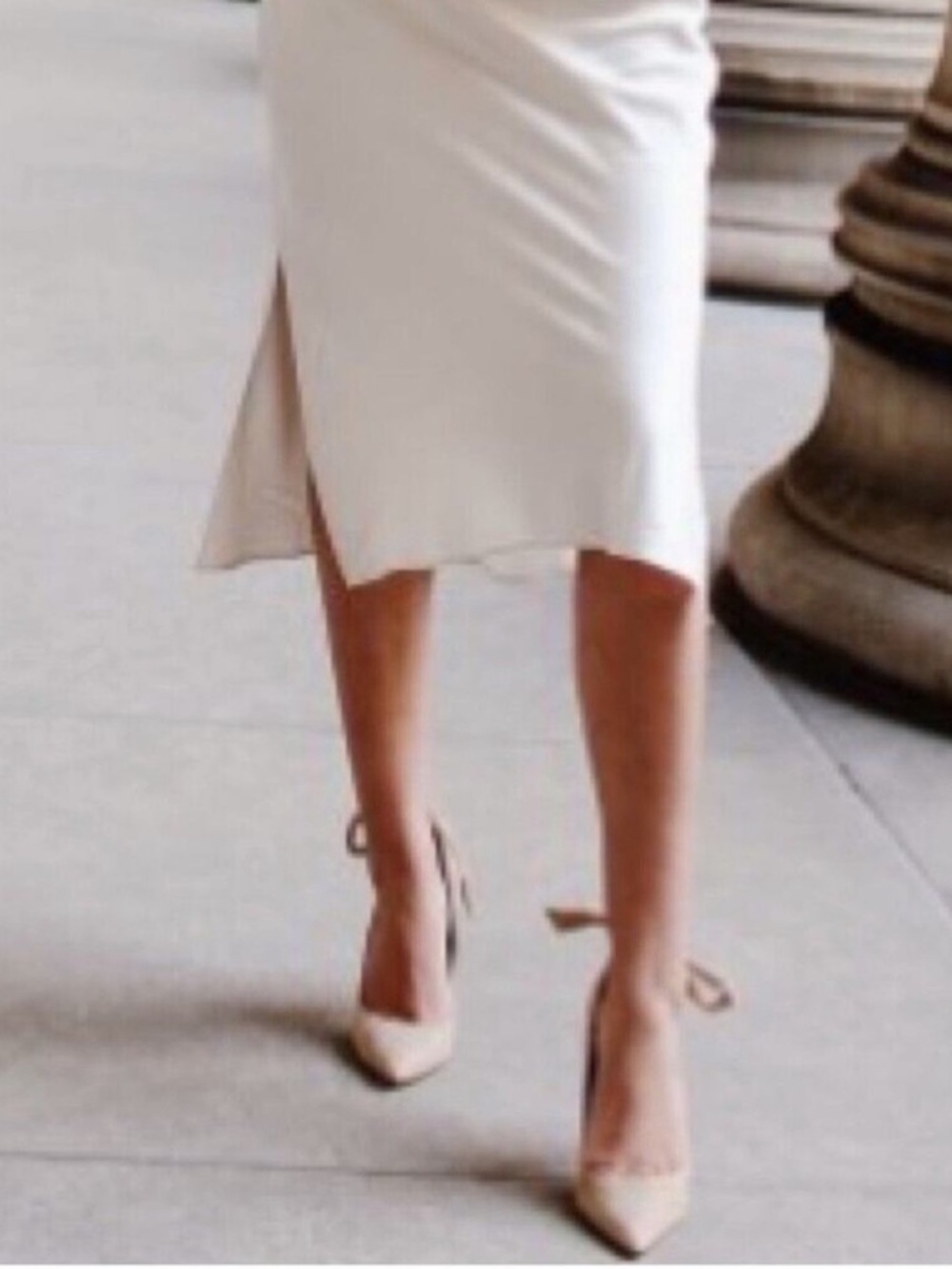 Express Faux Suede Beige Ankle-Strap Stiletto Pumps